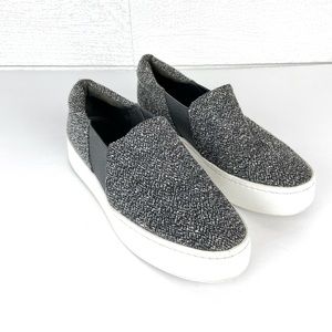 VINCE Tweed Platform Warren Slip On Sneaker Gray Grey 7 Comfortable Travel